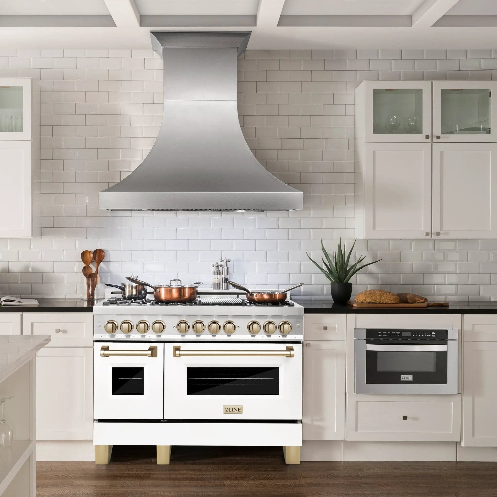 ZLINE 48" Autograph, Range Dual Fuel, DuraSnow, White Door, RASZ-WM-48-G by Farmhouse Kitchen and Bath