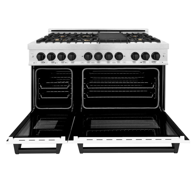 ZLINE 48" Autograph, Range, Dual Fuel, White door, RASZ-WM-48-MB by Farmhouse Kitchen and Bath