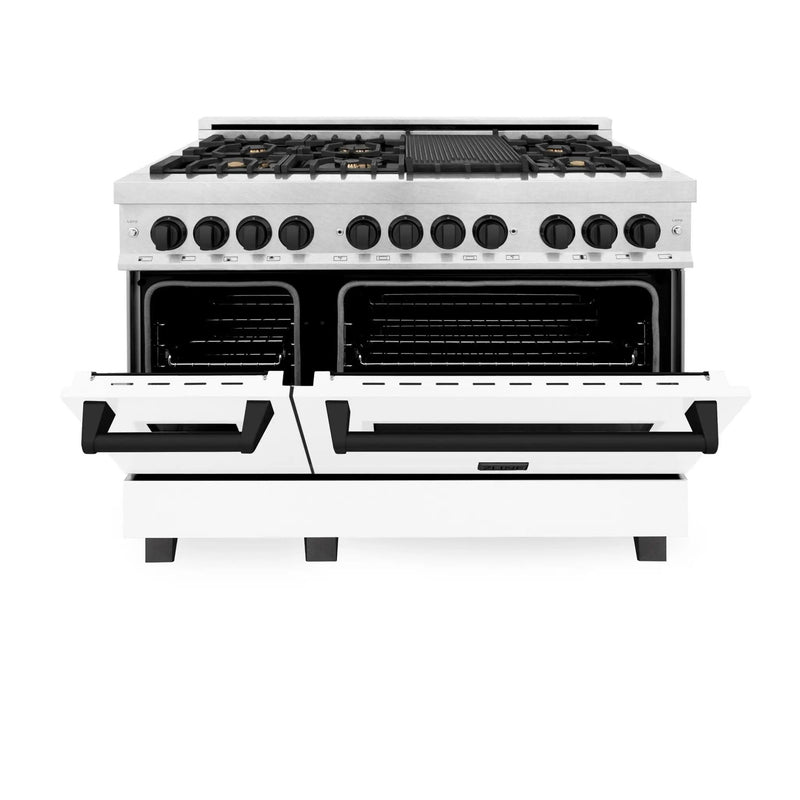 ZLINE 48" Autograph, Range, Dual Fuel, White door, RASZ-WM-48-MB by Farmhouse Kitchen and Bath