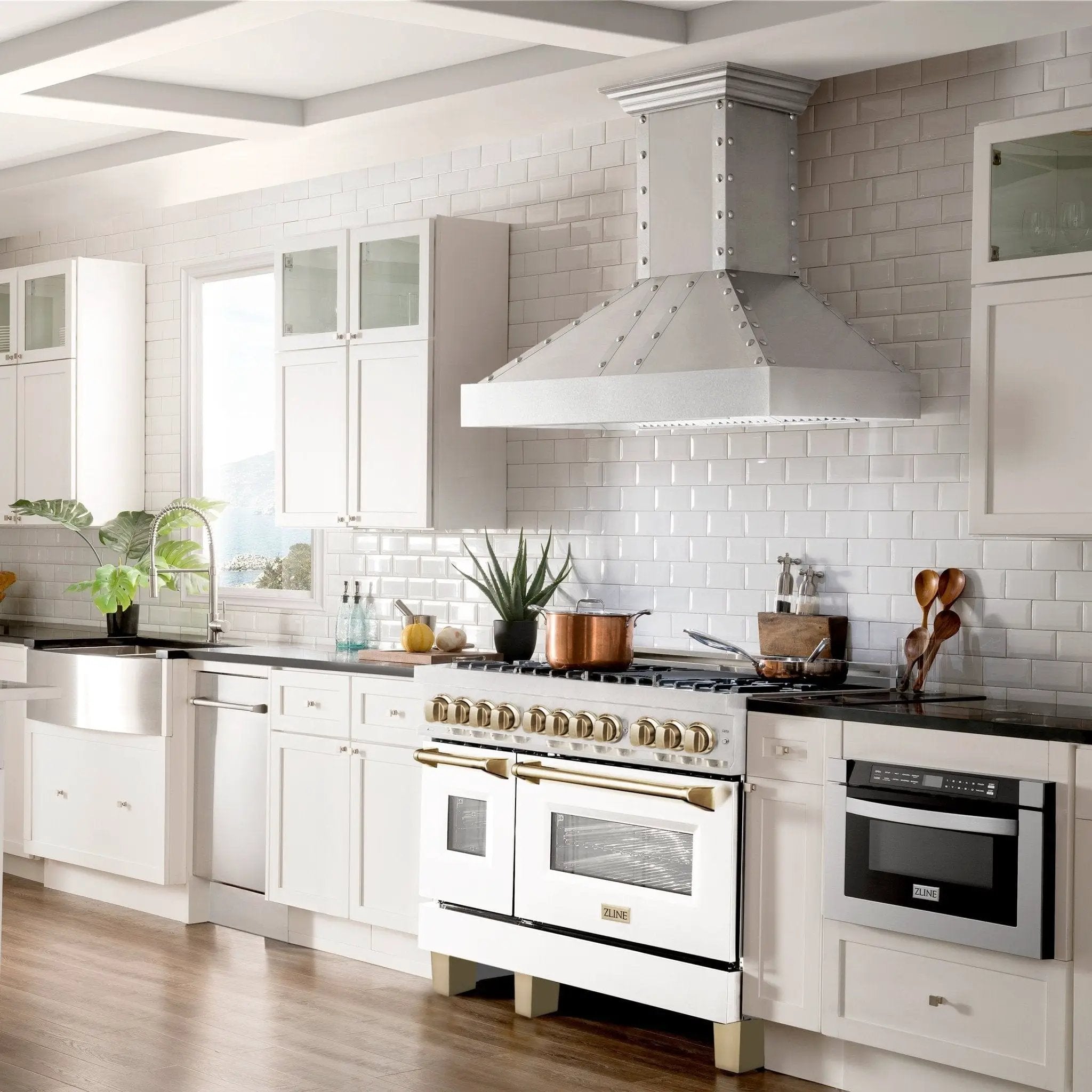 ZLINE 48" Autograph, Range, Dual Fuel, White Matte Door RAZ-WM-48-G by Farmhouse Kitchen and Bath