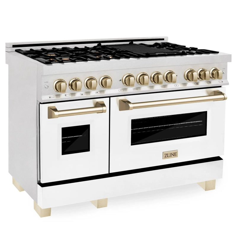 ZLINE 48" Autograph, Range, Dual Fuel, White Matte Door RAZ-WM-48-G by Farmhouse Kitchen and Bath