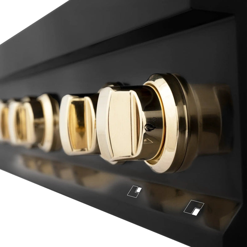 ZLINE 48" Autograph Rangetop, Black Stainless, Gold Accents, RTBZ-48-G by Farmhouse Kitchen and Bath