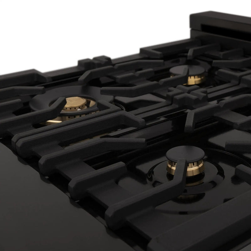 ZLINE 48" Autograph Rangetop, Black Stainless, Gold Accents, RTBZ-48-G by Farmhouse Kitchen and Bath