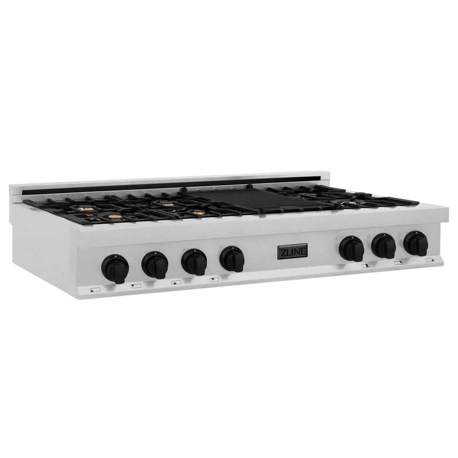 ZLINE 48" Autograph Rangetop, DuraSnow, Gold Accents RTSZ-48-MB by Farmhouse Kitchen and Bath