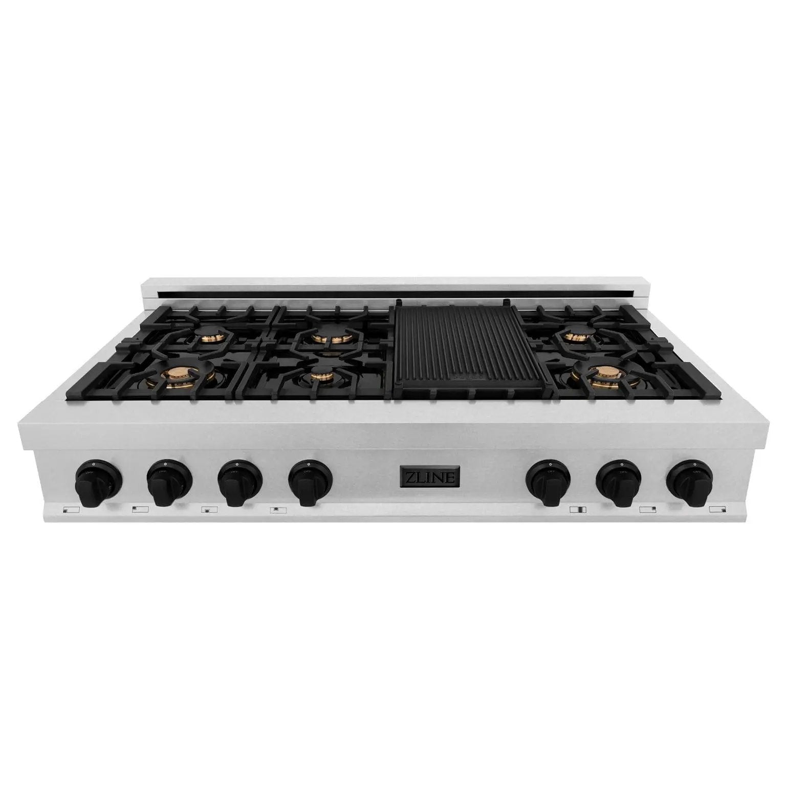 ZLINE 48" Autograph Rangetop, DuraSnow, Gold Accents RTSZ-48-MB by Farmhouse Kitchen and Bath