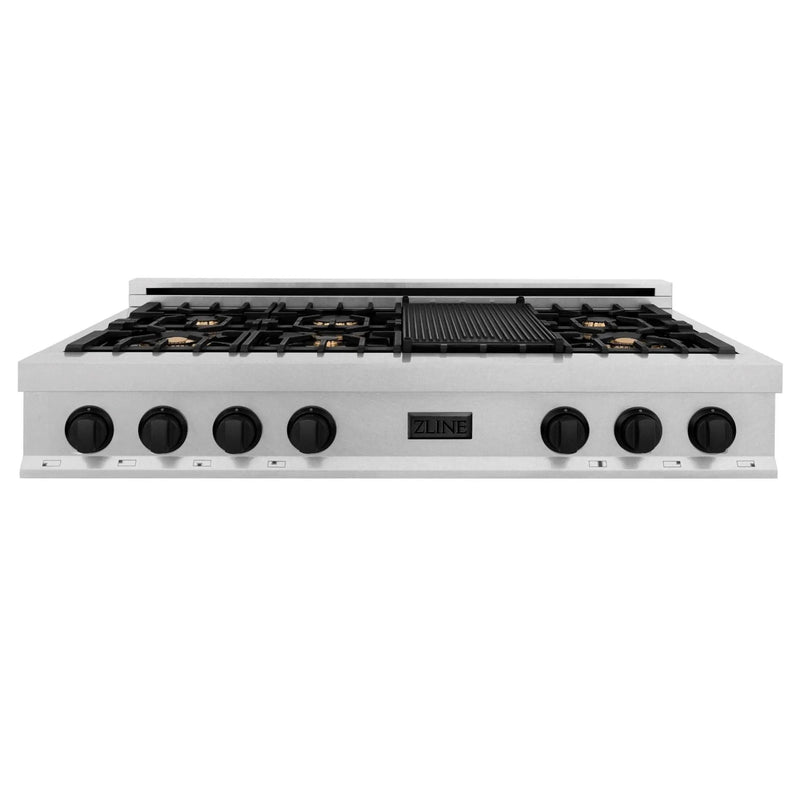 ZLINE 48" Autograph Rangetop, DuraSnow, Gold Accents RTSZ-48-MB by Farmhouse Kitchen and Bath