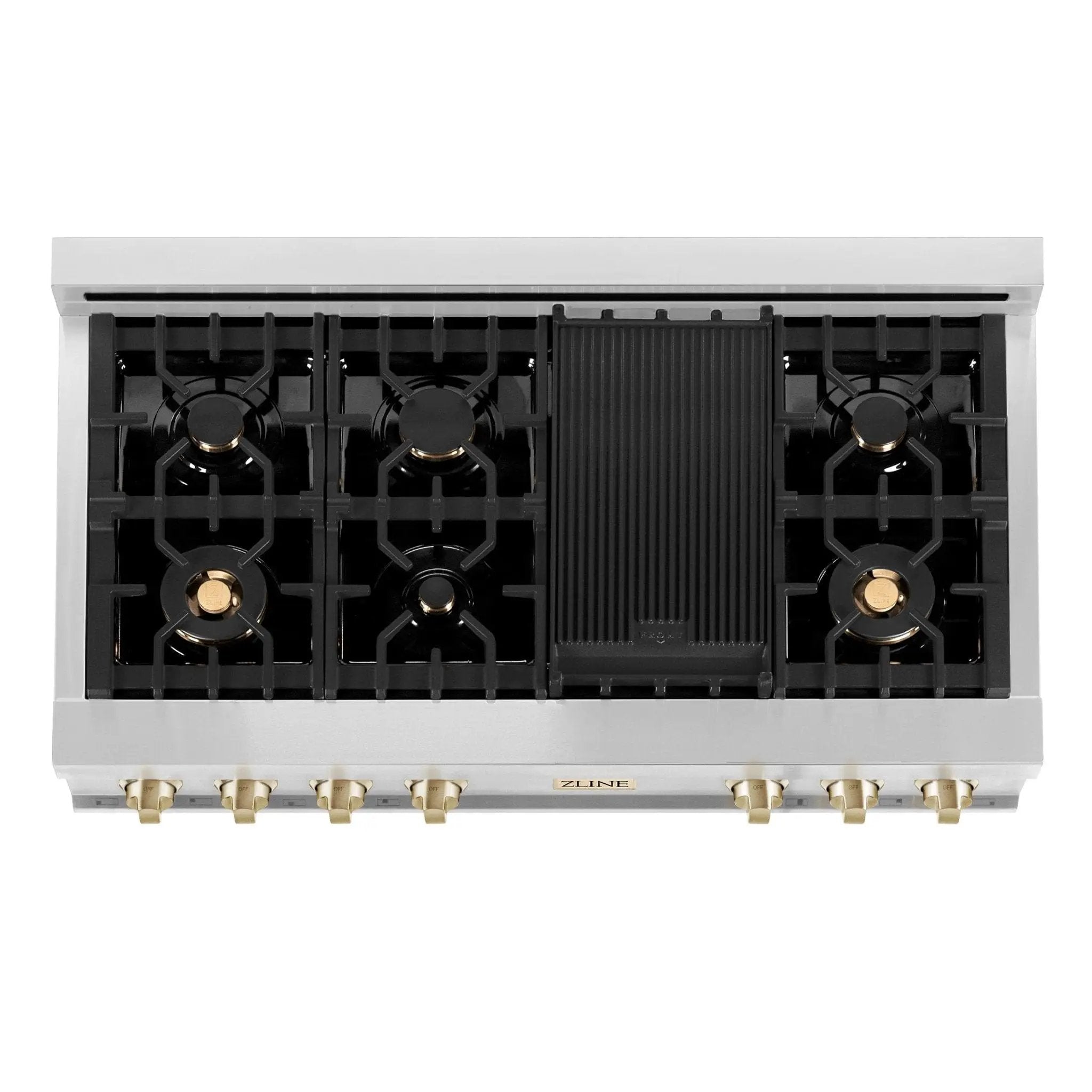 ZLINE 48" Autograph Rangetop, Stainless, Bronze Accents, RTZ-48-CB by Farmhouse Kitchen and Bath