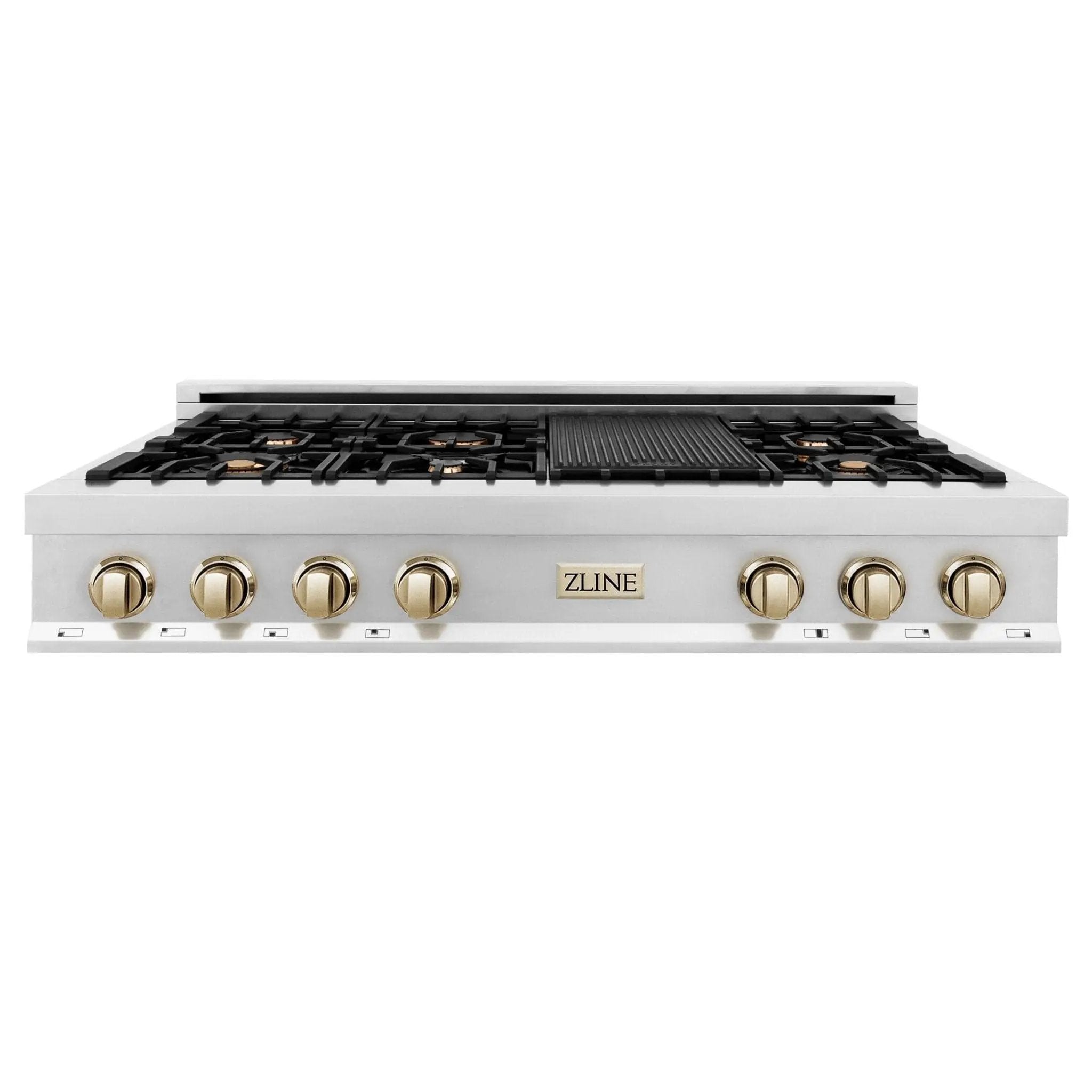 ZLINE 48" Autograph Rangetop, Stainless, Bronze Accents, RTZ-48-CB by Farmhouse Kitchen and Bath