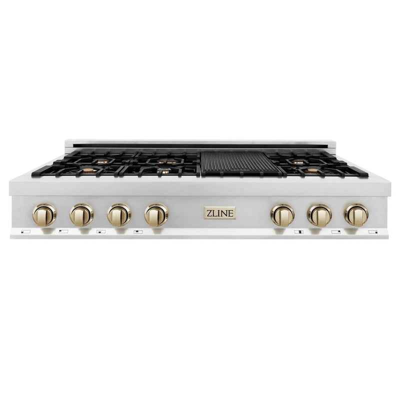 ZLINE 48" Autograph Rangetop, Stainless, Bronze Accents, RTZ-48-CB by Farmhouse Kitchen and Bath