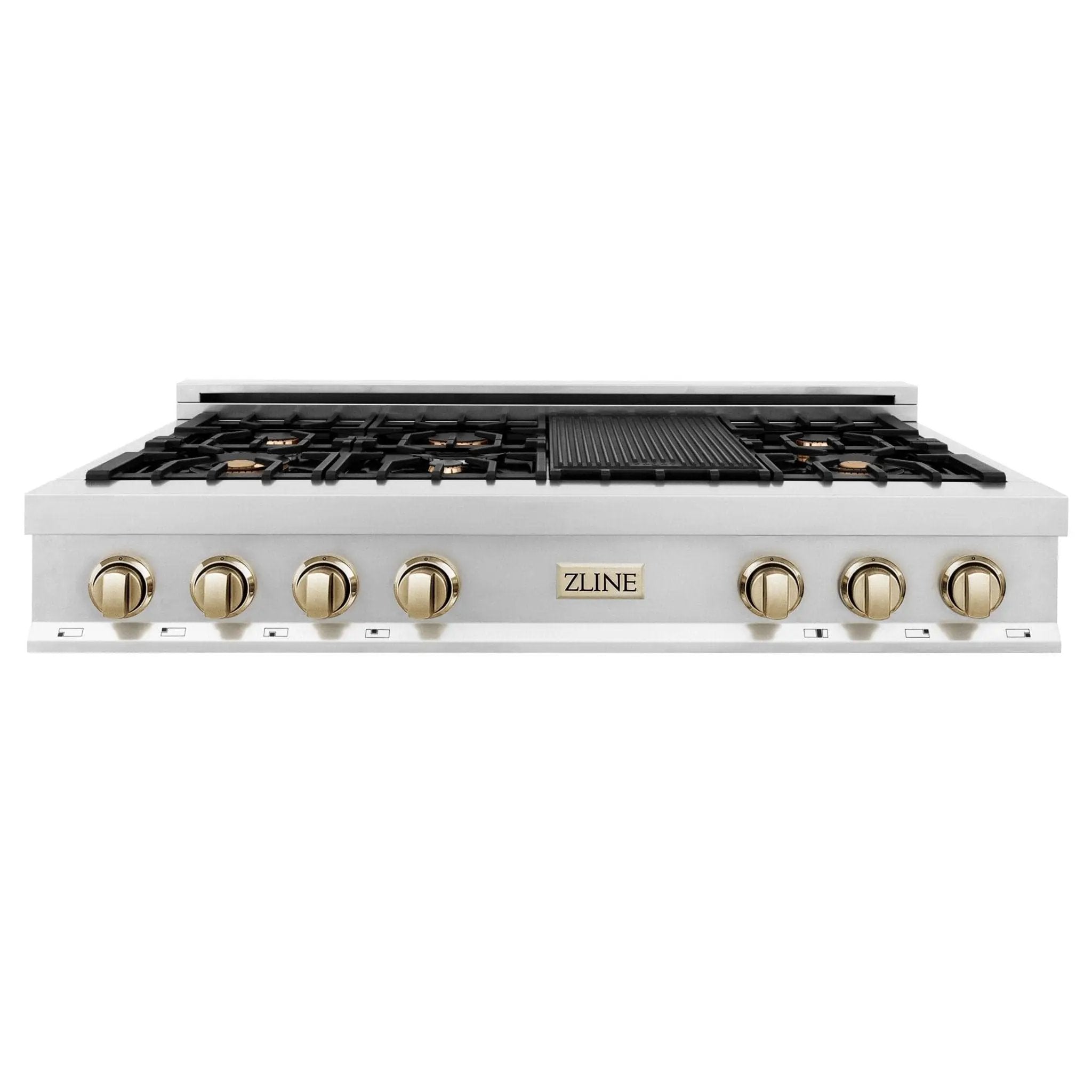 ZLINE 48" Autograph Rangetop, Stainless, Gold Accents, RTZ-48-G by Farmhouse Kitchen and Bath