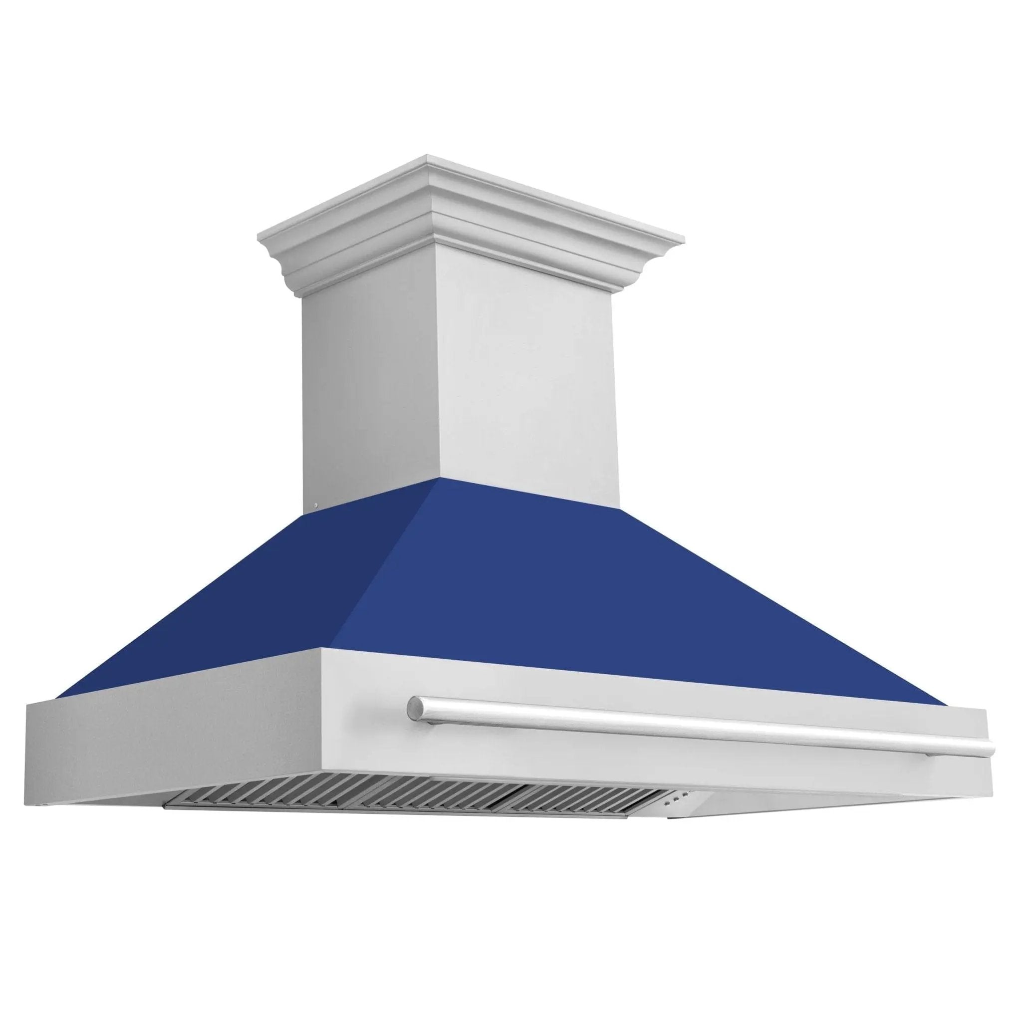 ZLINE 48" Autograph Stainless Blue Gloss Wall Range Hood, 8654STX-BG-48 by Farmhouse Kitchen and Bath