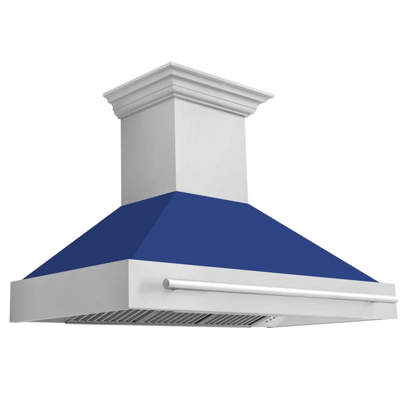 ZLINE 48" Autograph Stainless Blue Matte Wall Range Hood, 8654STX-BM-48 by Farmhouse Kitchen and Bath