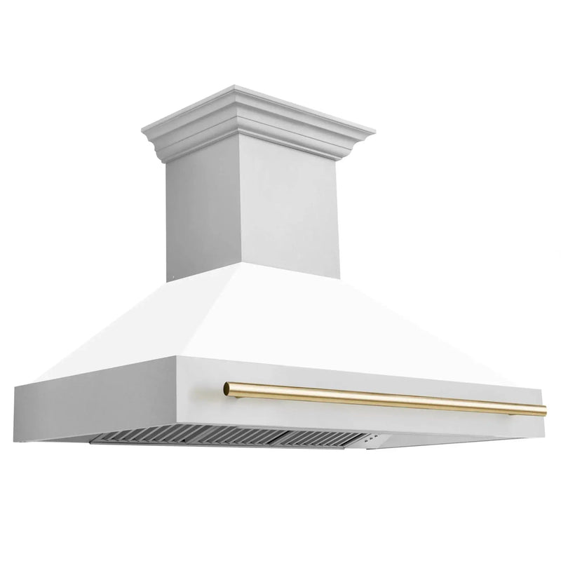 ZLINE 48" Autograph Stainless Wall Range Hood, 8654STZ-WM48-G by Farmhouse Kitchen and Bath