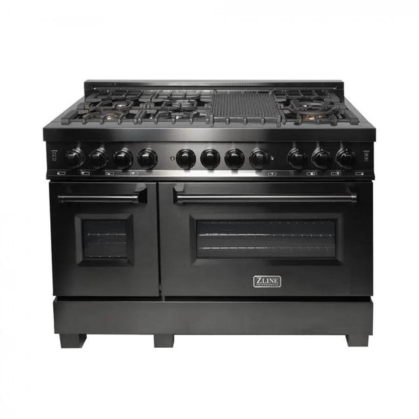ZLINE 48" Black Stainless, Gas Burner, Electric Oven Range, RAB-48, photo 2 of 21