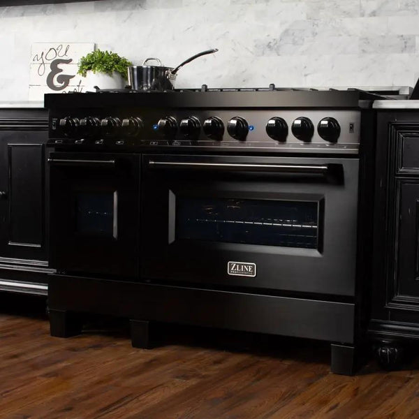 ZLINE 48" Black Stainless, Gas Burner, Electric Oven Range, RAB-48