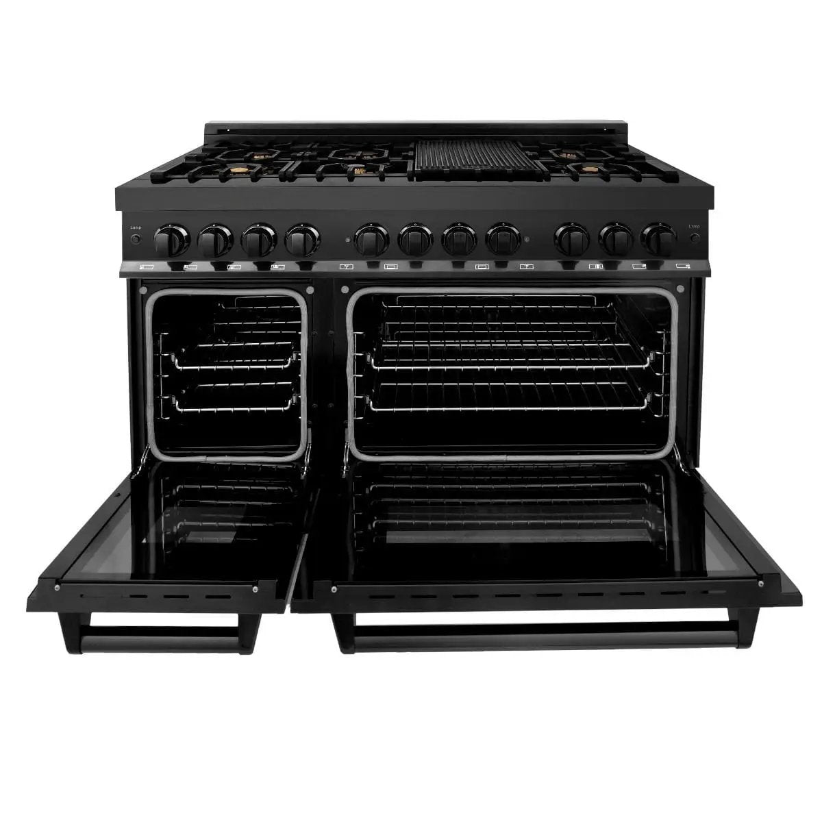 ZLINE 48" Black Stainless,Gas/Electric Range, Brass Burners, RAB-BR-48 by Farmhouse Kitchen and Bath