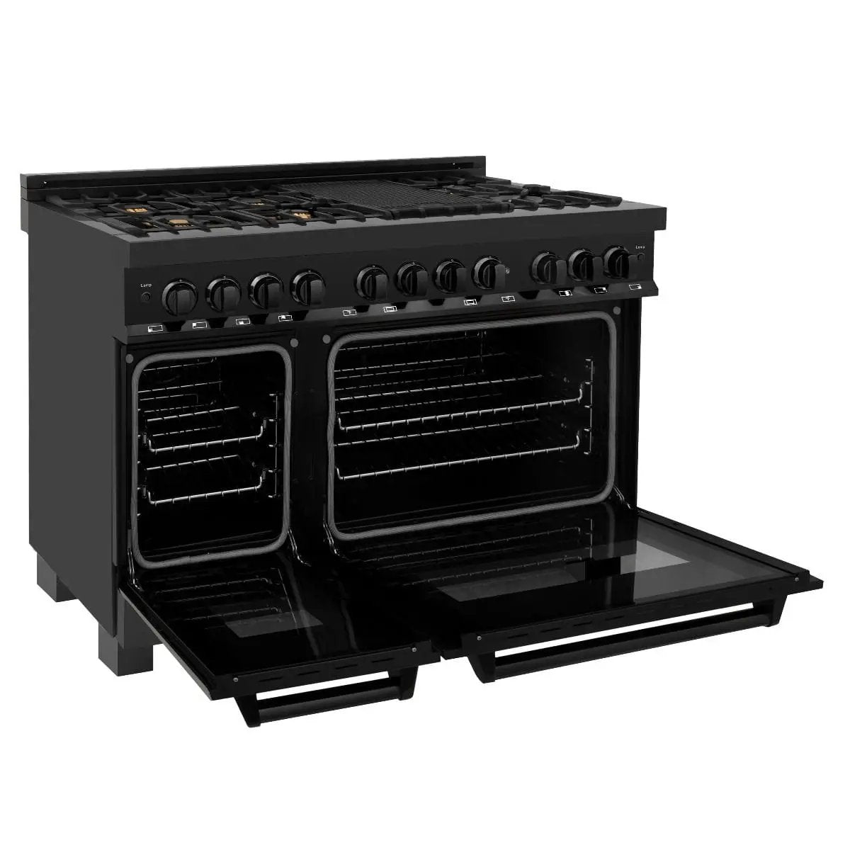 ZLINE 48" Black Stainless,Gas/Electric Range, Brass Burners, RAB-BR-48 by Farmhouse Kitchen and Bath