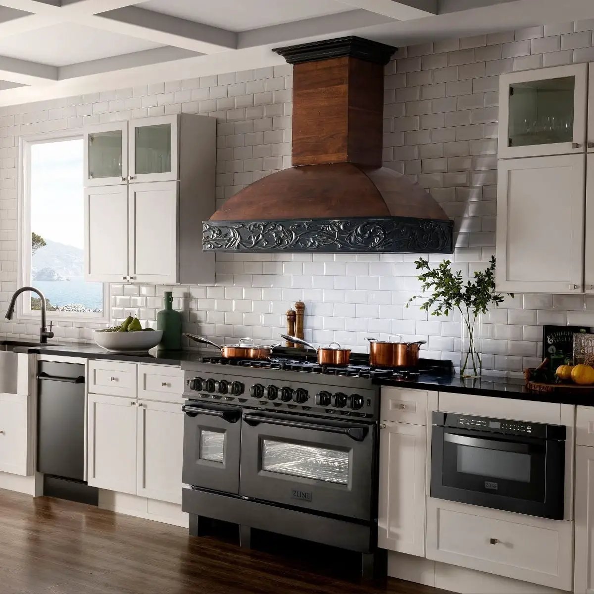 ZLINE 48" Black Stainless,Gas/Electric Range, Brass Burners, RAB-BR-48 by Farmhouse Kitchen and Bath