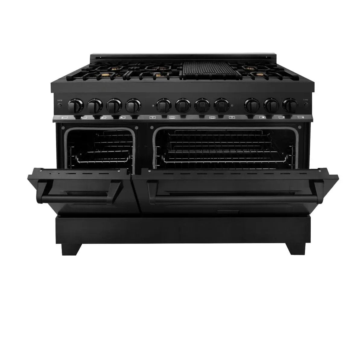 ZLINE 48" Black Stainless,Gas/Electric Range, Brass Burners, RAB-BR-48 by Farmhouse Kitchen and Bath