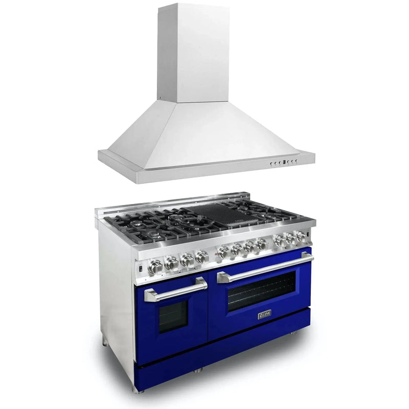 ZLINE 48" Bundle Range RA-48 & Range Hood KB-48, 2KP-RABGRH48 by Farmhouse Kitchen and Bath