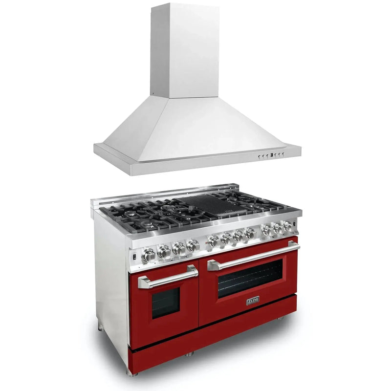 ZLINE 48" Bundle Range RA-RG-48 & Wall Range Hood KB-48, 2KP-RARGRH48 by Farmhouse Kitchen and Bath