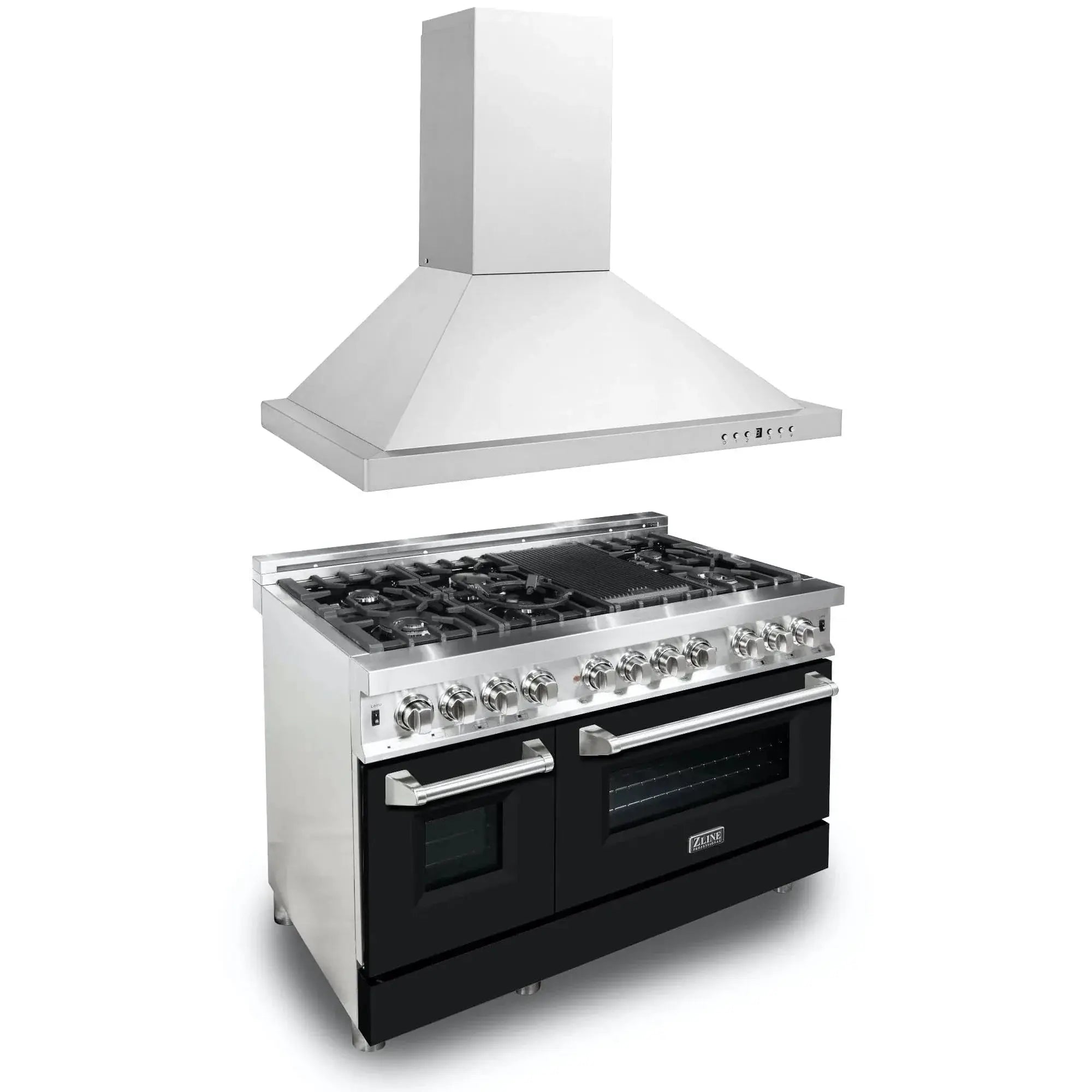 ZLINE 48" Bundle Range RA48 & Wall Range Hood KB-48, 2KP-RABLMRH48 by Farmhouse Kitchen and Bath