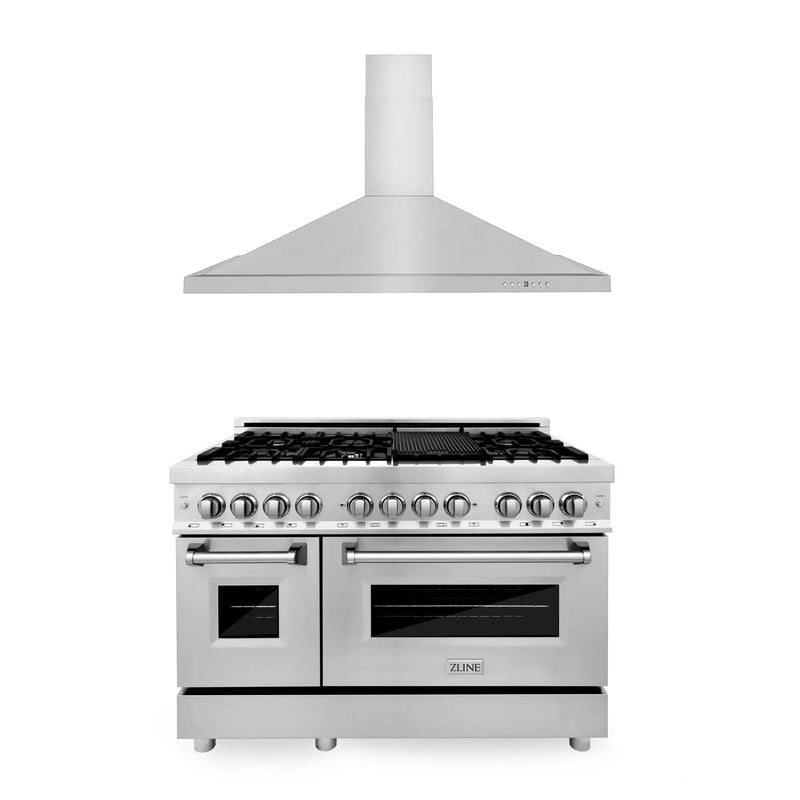 ZLINE 48" Bundle, Range RA48 & Wall Range Hood KB-48, 2KP-RAWMRH48 by Farmhouse Kitchen and Bath