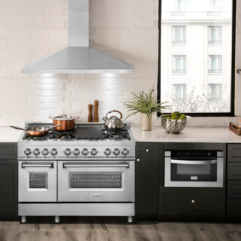 ZLINE 48" Bundle, Range RA48 & Wall Range Hood KB-48, 2KP-RAWMRH48 by Farmhouse Kitchen and Bath
