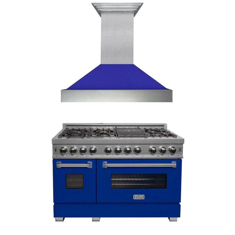 ZLINE 48" Bundle Range RAS-BM-48 & Range Hood 8654BM-48, 2KP-RASBMRH48 by Farmhouse Kitchen and Bath