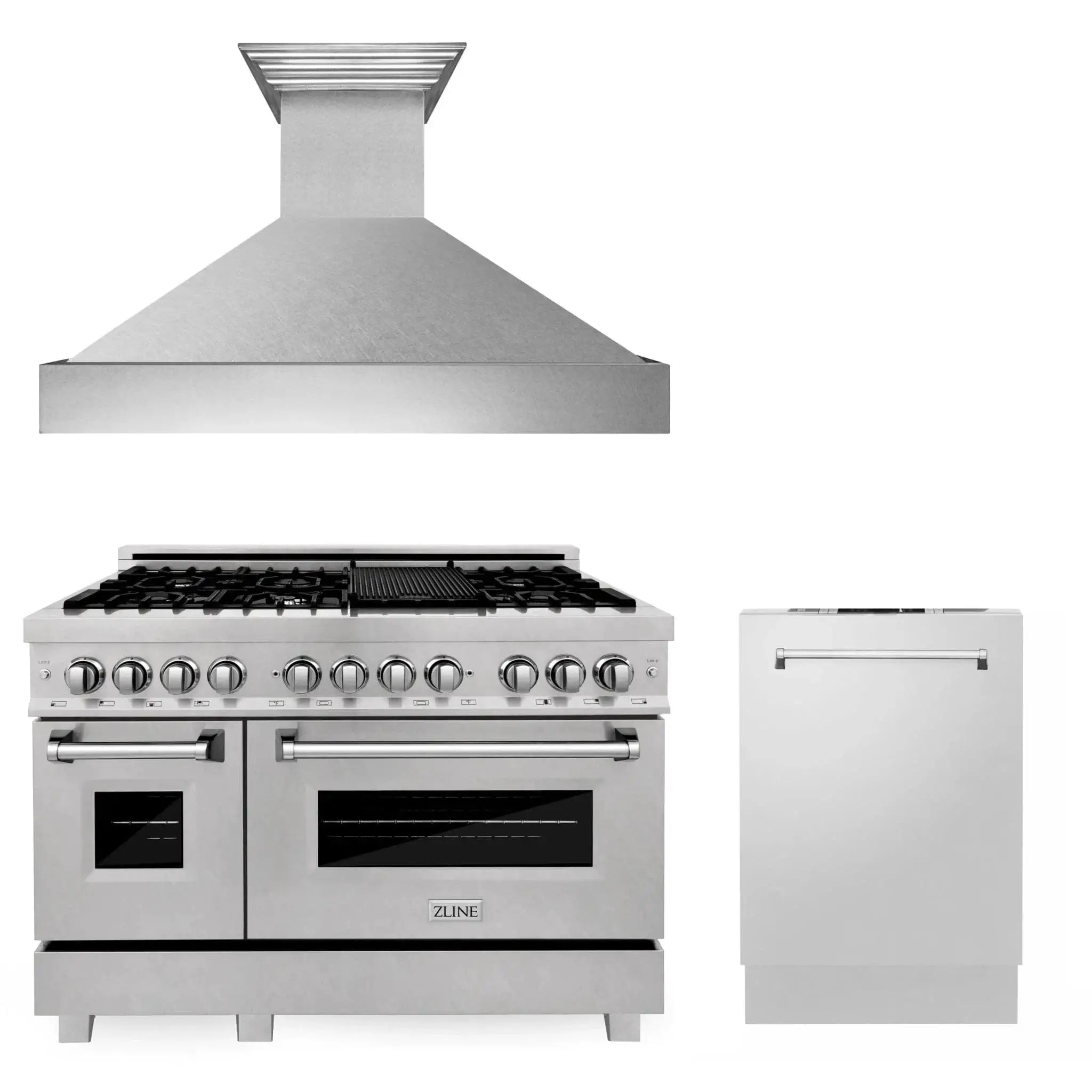 ZLINE 48" Bundled Stainless DualRange RangeHood Dishwasher 3KP-RASRH48-DW by Farmhouse Kitchen and Bath