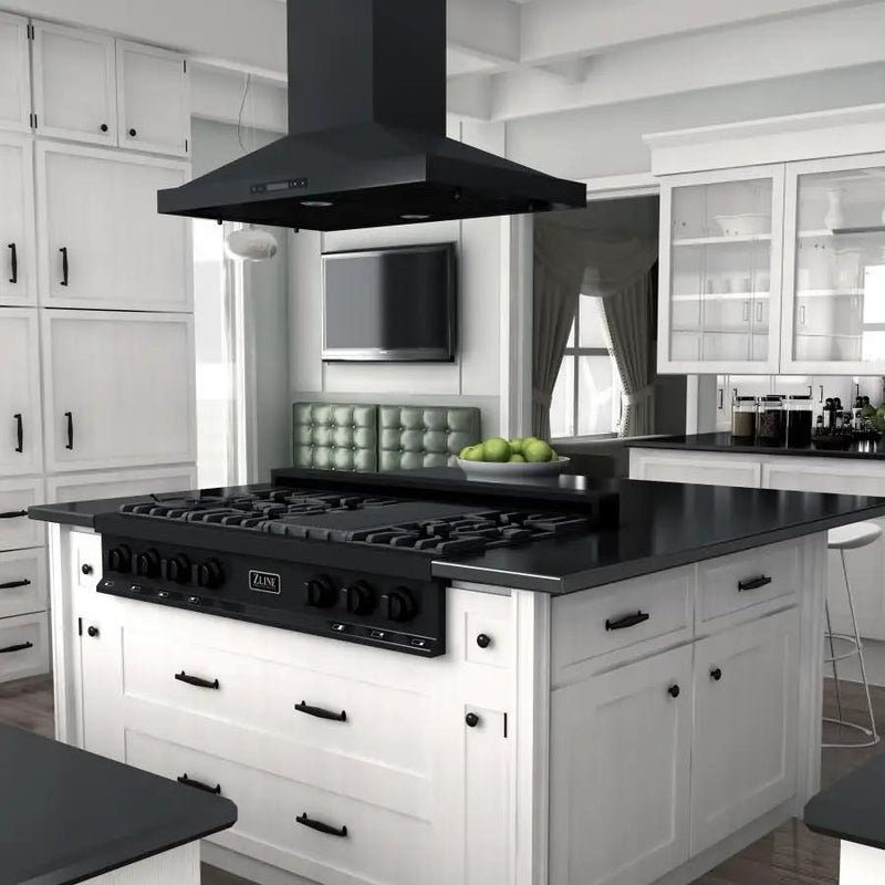 ZLINE 48" Ceramic Rangetop in Black Stainless with 7 Gas Burners, RTB-48 by Farmhouse Kitchen and Bath