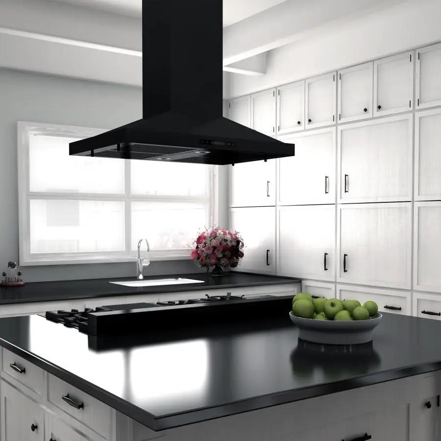 ZLINE 48" Ceramic Rangetop in Black Stainless with 7 Gas Burners, RTB-48 by Farmhouse Kitchen and Bath