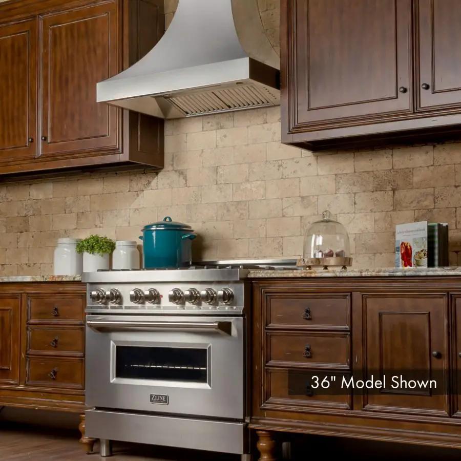 ZLINE 48" Designer Snow Stainless Finish Wall Range Hood, 8632S-48 by Farmhouse Kitchen and Bath