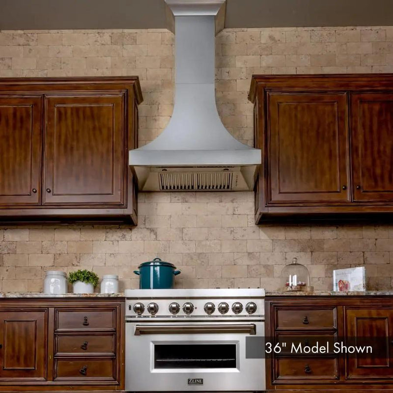 ZLINE 48" Designer Snow Stainless Finish Wall Range Hood, 8632S-48 by Farmhouse Kitchen and Bath
