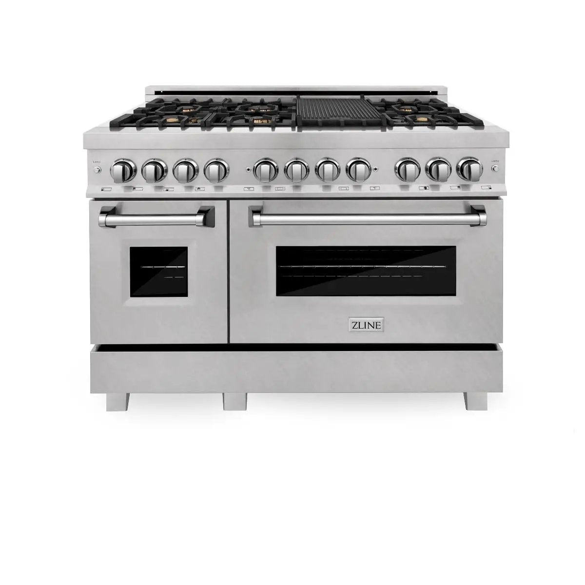 ZLINE 48" Dual Fuel Range, DuraSnow Stainless, Brass Burners, RAS-SN-BR-48 by Farmhouse Kitchen and Bath