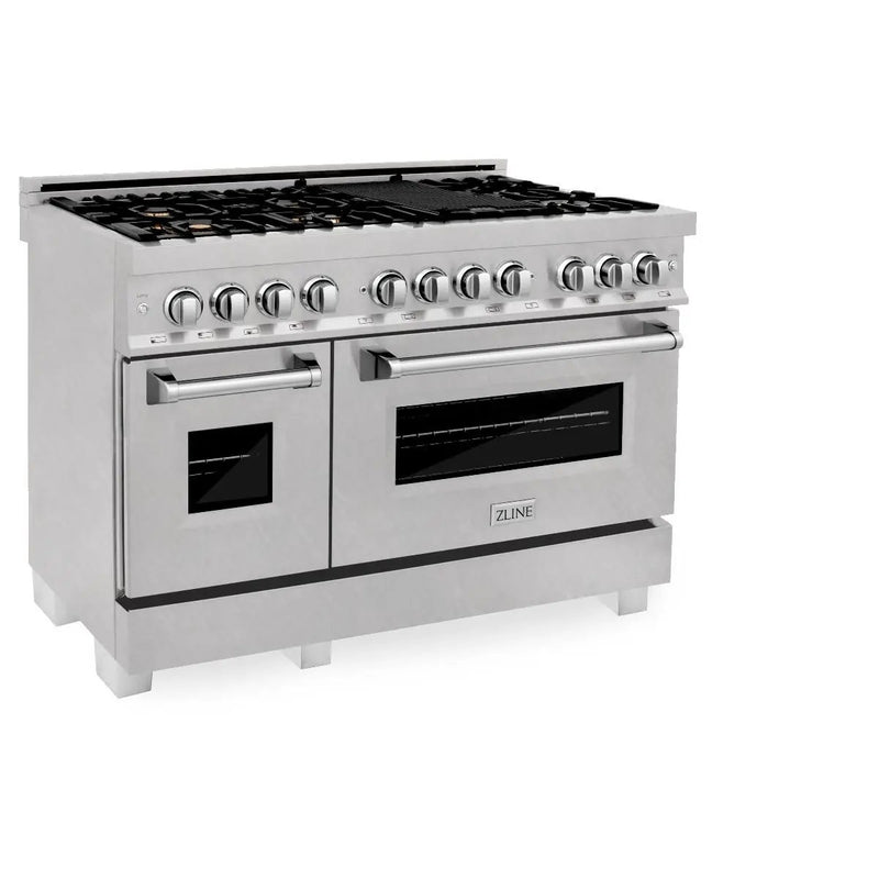 ZLINE 48" Dual Fuel Range, DuraSnow Stainless, Brass Burners, RAS-SN-BR-48 by Farmhouse Kitchen and Bath