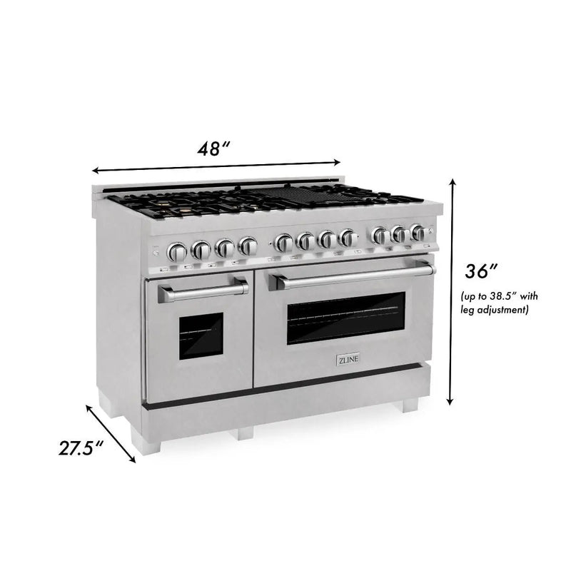 ZLINE 48" Dual Fuel Range, DuraSnow Stainless, Brass Burners, RAS-SN-BR-48 by Farmhouse Kitchen and Bath