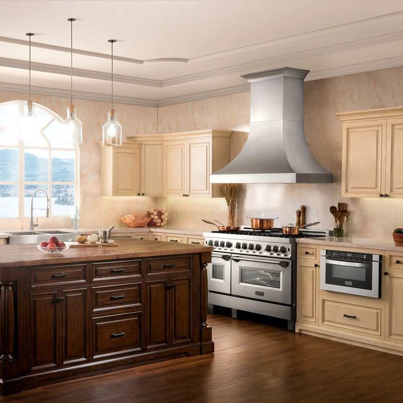 ZLINE 48" Dual Fuel Range, DuraSnow Stainless, Brass Burners, RAS-SN-BR-48 by Farmhouse Kitchen and Bath