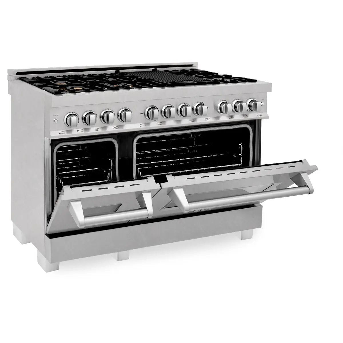 ZLINE 48" Dual Fuel Range, DuraSnow Stainless, Brass Burners, RAS-SN-BR-48 by Farmhouse Kitchen and Bath