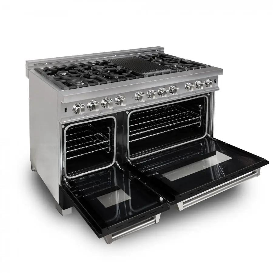 ZLINE 48" Dual Fuel Range Snow Stainless, Black Matte Door, RAS-BLM-48 by Farmhouse Kitchen and Bath