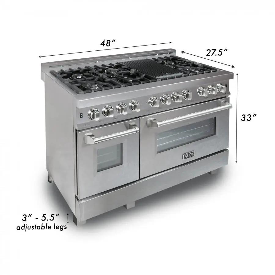 ZLINE 48" Dual Fuel Range Snow Stainless, Blue Matte Door, RAS-BM-48 by Farmhouse Kitchen and Bath