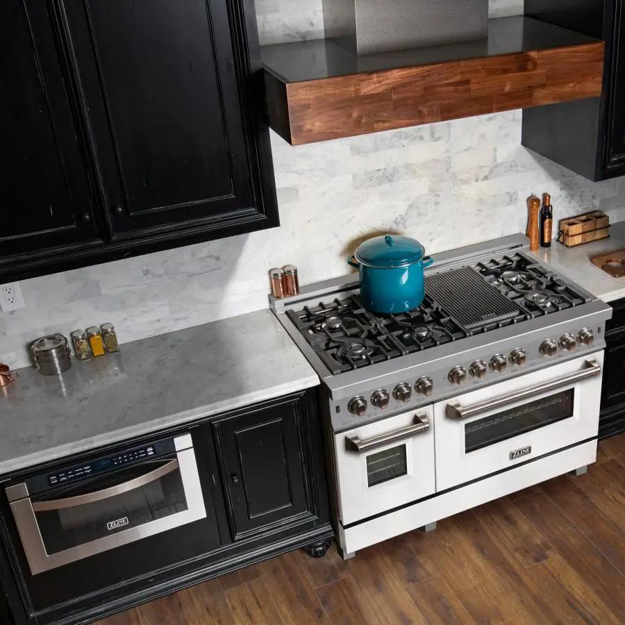 ZLINE 48" Dual Fuel Range Snow Stainless, White Matte Door, RAS-WM-48 by Farmhouse Kitchen and Bath