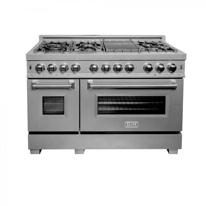 ZLINE 48" Dual Fuel Snow Stainless Range, Snow Stainless Door, RAS-SN-48 by Farmhouse Kitchen and Bath