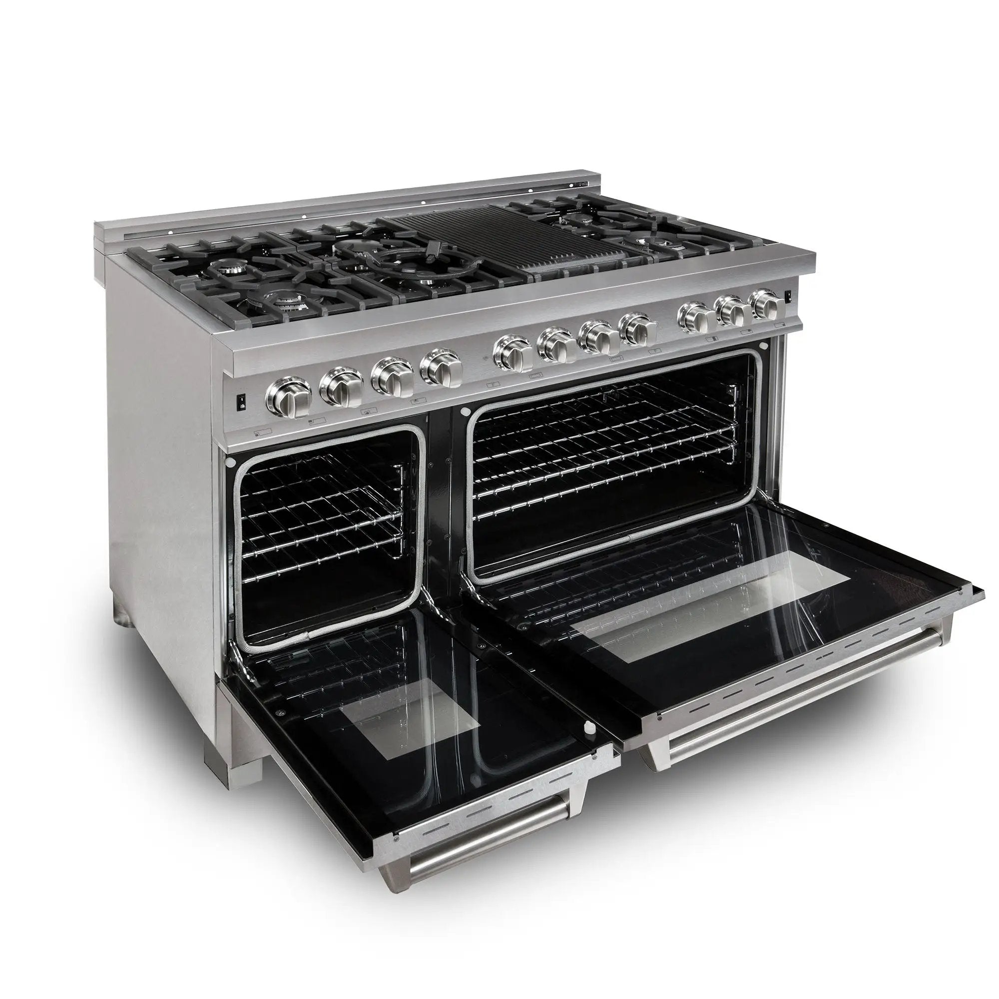ZLINE 48" Dual Fuel Snow Stainless Range, Snow Stainless Door, RAS-SN-48 by Farmhouse Kitchen and Bath