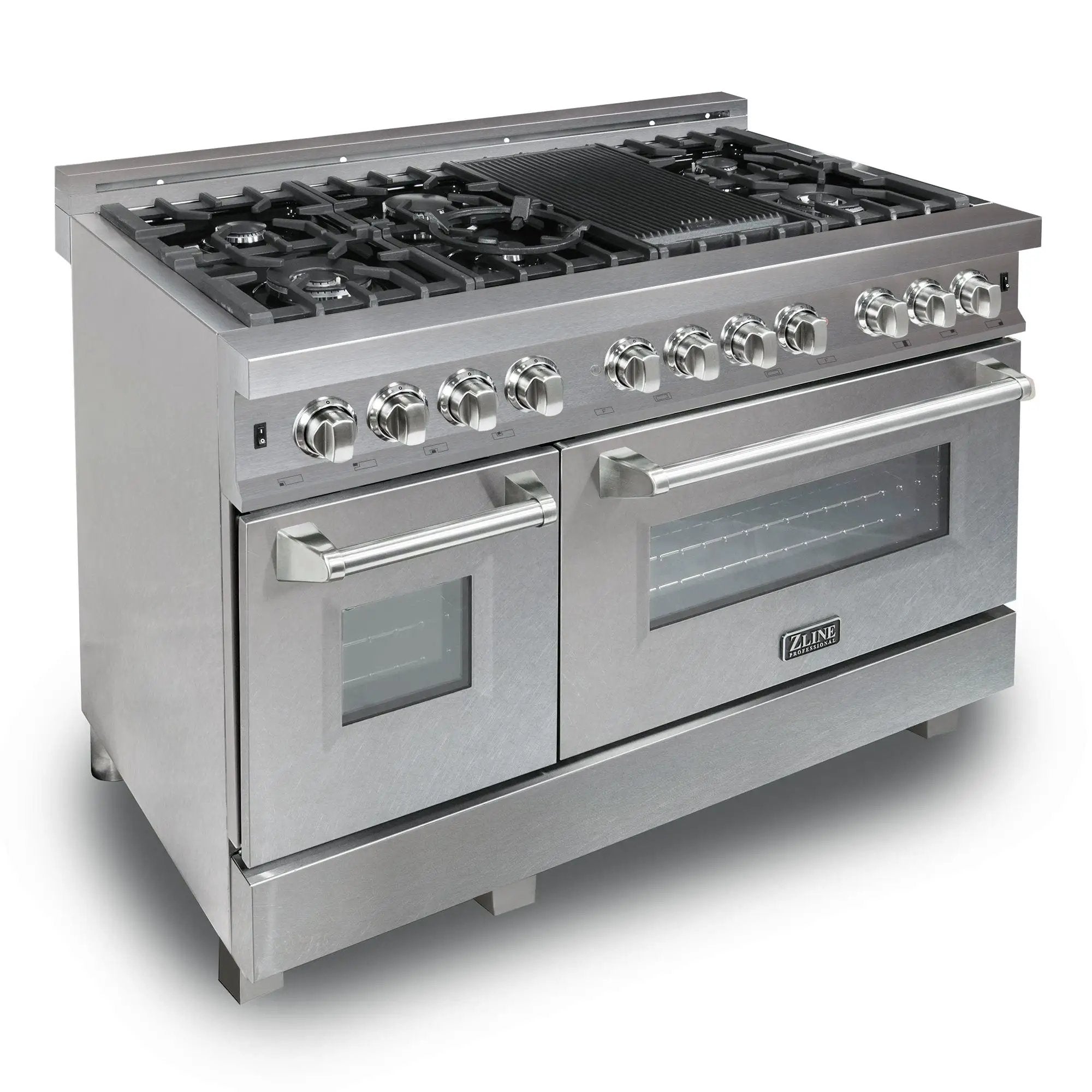ZLINE 48" Dual Fuel Snow Stainless Range, Snow Stainless Door, RAS-SN-48 by Farmhouse Kitchen and Bath