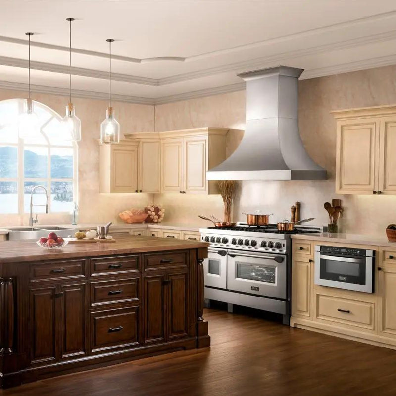 ZLINE 48" Dual Fuel Snow Stainless Range, Snow Stainless Door, RAS-SN-48 by Farmhouse Kitchen and Bath