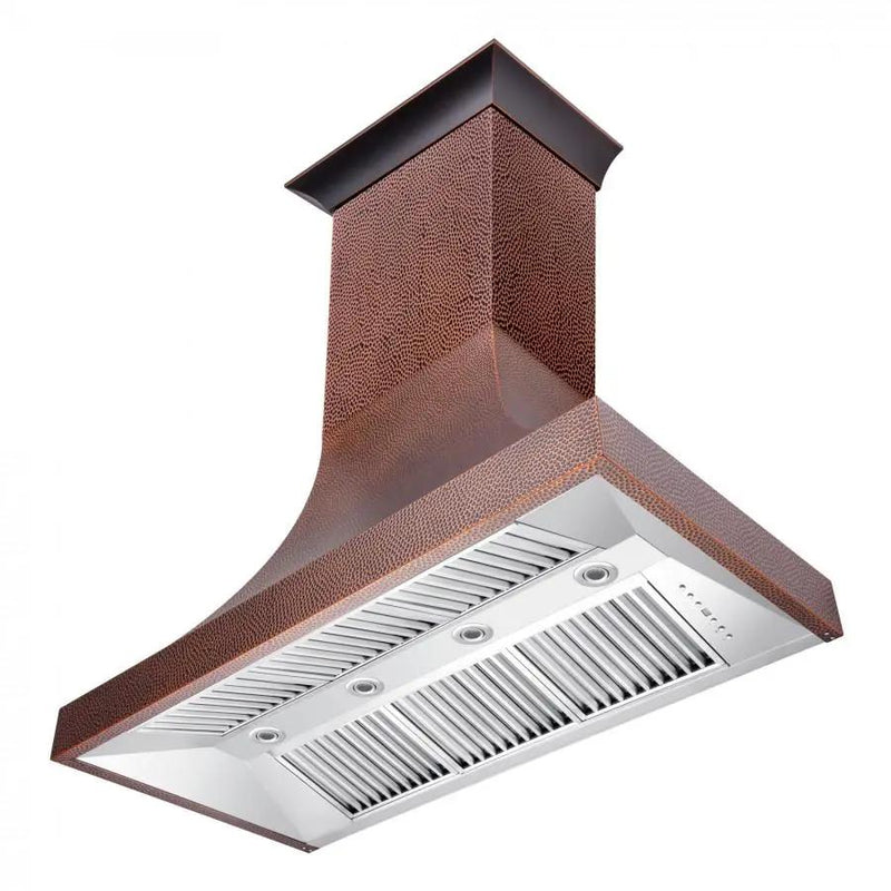 ZLINE 48" Hand-Hammered Copper Finish Wall Range Hood, 8632H-48 by Farmhouse Kitchen and Bath