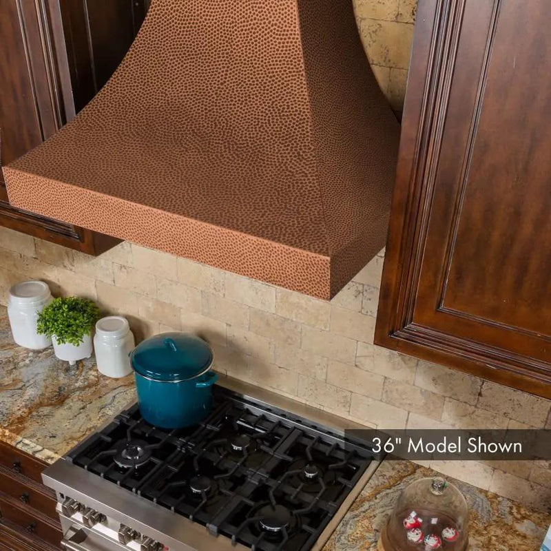 ZLINE 48" Hand-Hammered Copper Finish Wall Range Hood, 8632H-48 by Farmhouse Kitchen and Bath