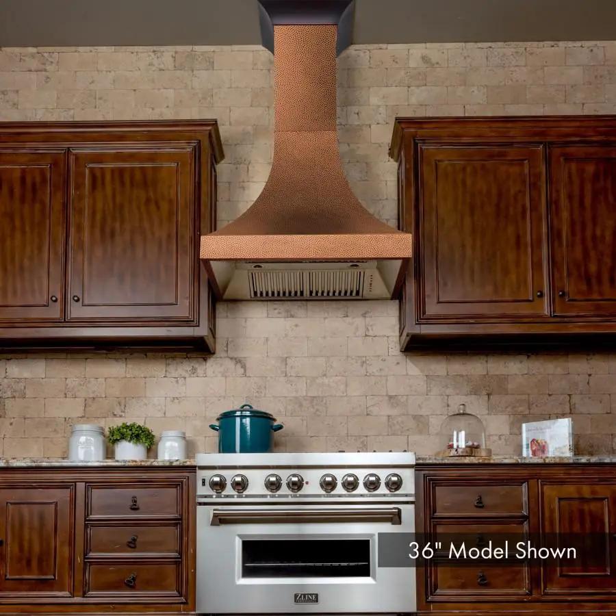ZLINE 48" Hand-Hammered Copper Finish Wall Range Hood, 8632H-48 by Farmhouse Kitchen and Bath