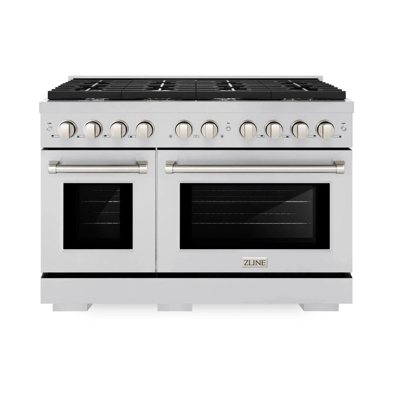 ZLINE 48 in. 8 Burner Double Oven Gas Range, Stainless Steel, SGR48 by Farmhouse Kitchen and Bath